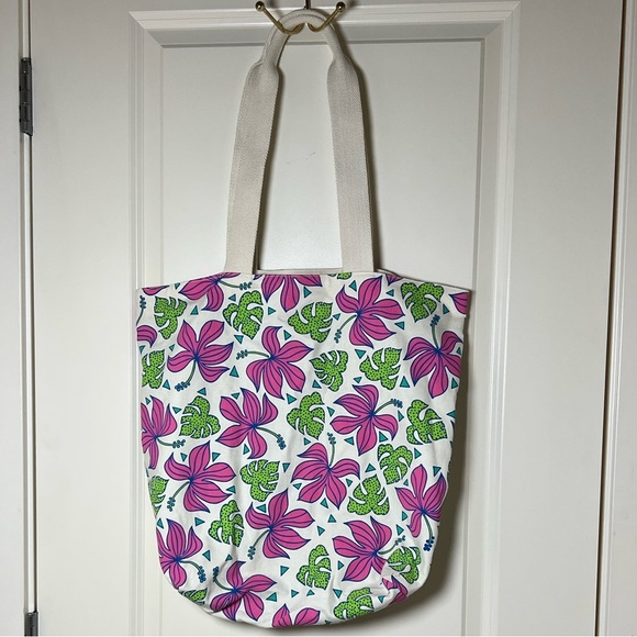 Maika’i + Jana Lam Hawaii Hibiscus Pink Lime Green Tote Bag - Picture 1 of 5